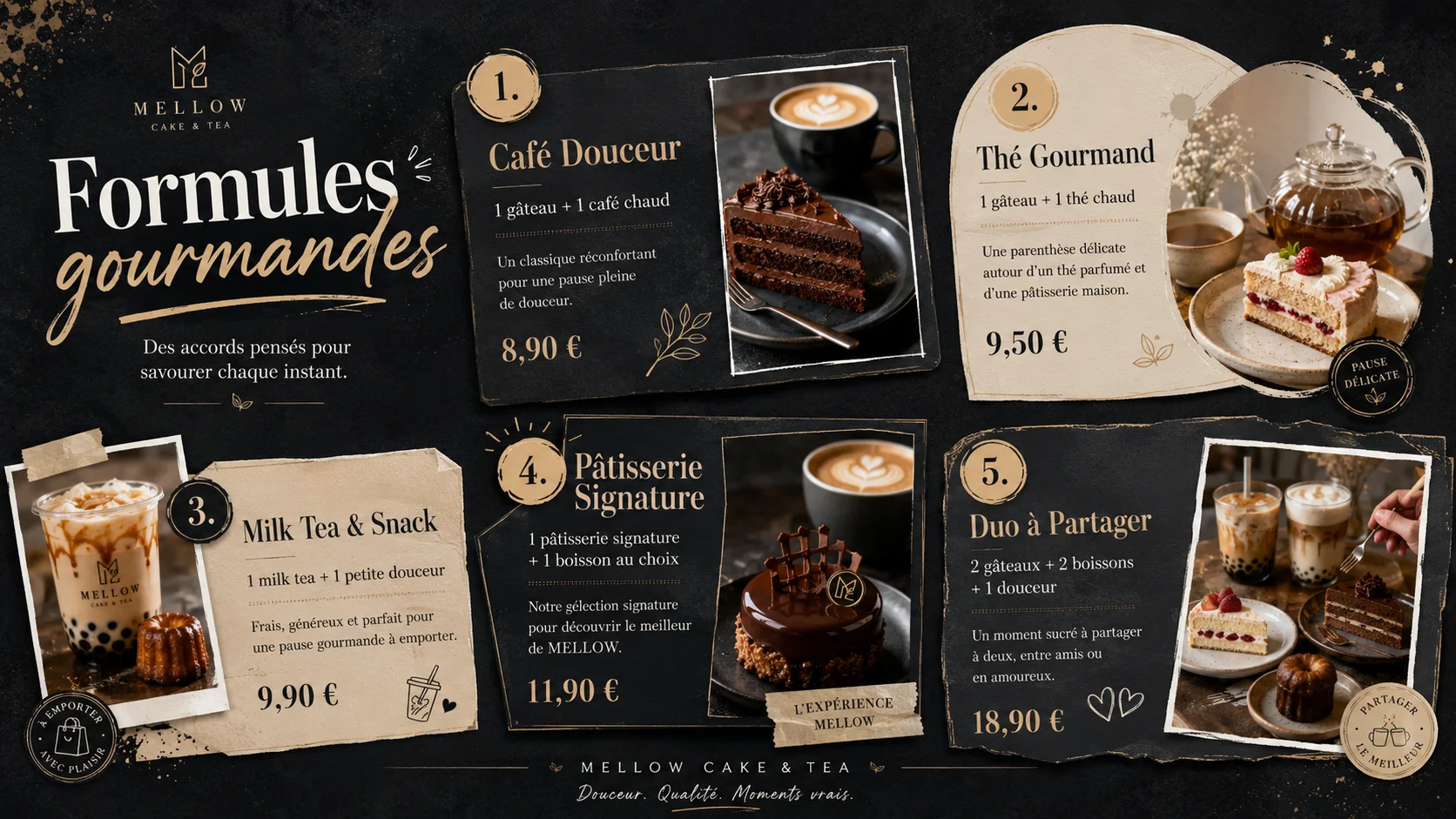 Composition de gâteaux et boissons MELLOW